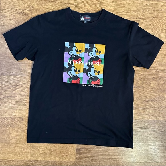 Disney Other - Disney World Hong Kong Black T-Shirt with Colorful Mickey Mouse Design